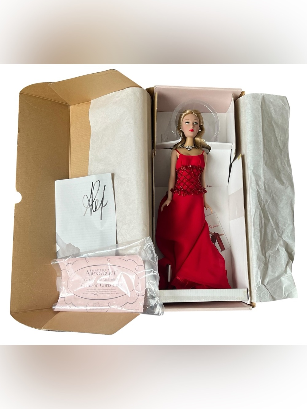 Madame Alexander "Crimson Christmas" Doll in Red Evening Gown with Shawl - Picture 4 of 15